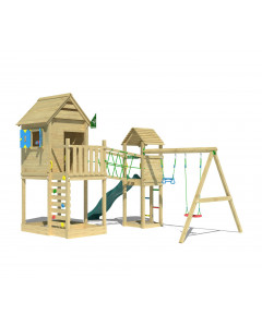 Jungle Retreat | Spielturm aus Holz mit Doppelschaukel
