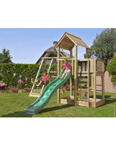 Jungle Mansion | Spielturm aus Holz mit Schaukel & Kletternetz