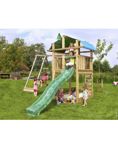 Jungle Fort | Spielturm aus Holz mit Schaukel & Kletternetz