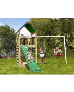 Jungle Lodge | Spielturm aus Holz mit Doppelschaukel