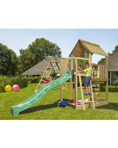 Jungle Cubby | Spielturm aus Holz mit Schaukel & Kletternetz