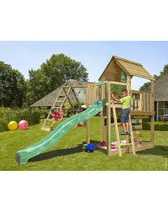 Jungle Cubby | Spielturm aus Holz mit Schaukeln & Kletternetz