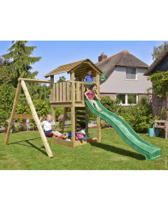 Jungle Cottage | Spielturm aus Holz mit Schaukel