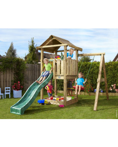 Jungle House | Spielturm aus Holz mit Schaukel