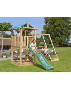 Jungle Hut | Spielturm aus Holz mit Schaukel & Kletternetz