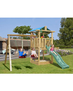 Jungle Hut | Spielturm aus Holz mit Doppelschaukel