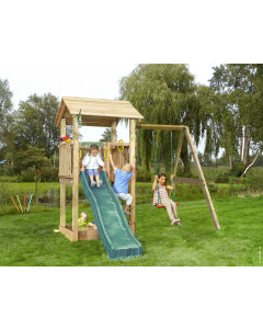 Jungle Casa | Spielturm aus Holz mit Schaukel