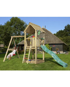 Jungle Club | Spielturm aus Holz mit Schaukel
