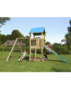Jungle Castle | Spielturm aus Holz mit Schaukel