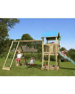 Jungle Castle | Spielturm aus Holz mit Schaukeln & Kletternetz