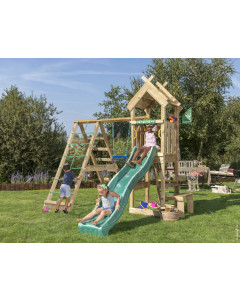 Jungle Totem | Spielturm aus Holz mit Schaukel & Kletternetz