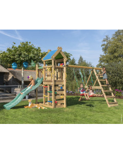 Jungle Nomad | Spielturm aus Holz mit Schaukeln & Kletternetz