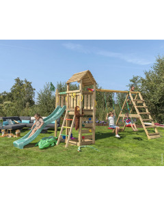 Jungle Safari | Spielturm aus Holz mit Schaukeln & Kletternetz