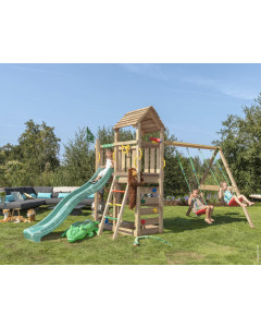 Jungle Safari | Spielturm aus Holz mit Doppelschaukel