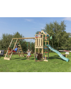 Jungle Viking | Spielturm aus Holz mit Schaukeln & Kletternetz