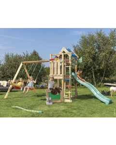 Jungle Viking | Spielturm aus Holz mit Doppelschaukel