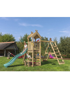 Jungle Teepee | Spielturm aus Holz mit Schaukel & Kletternetz