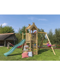 Jungle Teepee | Spielturm aus Holz mit Schaukel