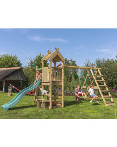 Jungle Teepee | Spielturm aus Holz mit Schaukeln & Kletternetz