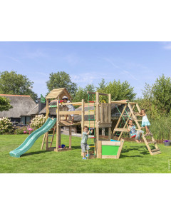 Jungle Voyager | Spielturm aus Holz mit Schaukel & Kletternetz