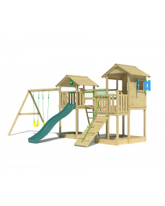 Jungle Stronghold | Spielturm aus Holz mit Doppelschaukel