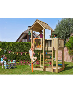 Jungle Mansion | Spielturm aus Holz mit Feuerwehrstange