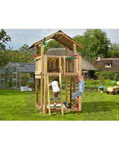 Jungle Chalet | Spielturm aus Holz mit Feuerwehrstange