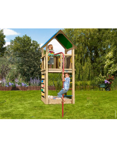 Jungle Lodge | Spielturm aus Holz mit Feuerwehrstange