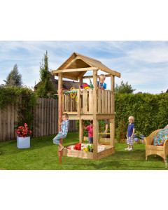 Jungle House | Spielturm aus Holz mit Feuerwehrstange