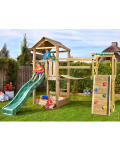 Jungle House | Spielturm aus Holz mit Rutsche & Wackelbrücke