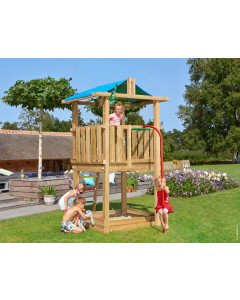 Jungle Hut | Spielturm aus Holz mit Feuerwehrstange