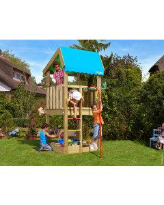 Jungle Home | Spielturm aus Holz mit Feuerwehrstange