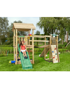 Jungle Casa | Spielturm aus Holz mit Rutsche & Wackelbrücke