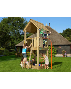Jungle Club | Spielturm aus Holz mit Feuerwehrstange