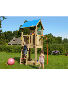 Jungle Castle | Spielturm aus Holz mit Feuerwehrstange