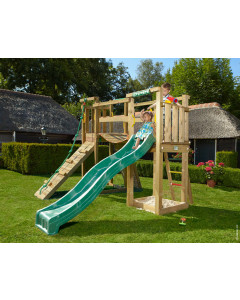 Jungle Tower | Spielturm aus Holz mit Rutsche & Wackelbrücke