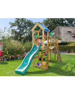 Jungle Patio | Spielturm aus Holz mit Rutsche & Wackelbrücke