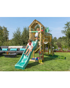 Jungle Cocoon | Spielturm aus Holz mit Rutsche & Wackelbrücke