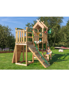 Jungle Totem | Spielturm aus Holz mit Rutsche & Wackelbrücke