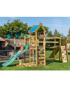 Jungle Nomad | Spielturm aus Holz mit Rutsche & Wackelbrücke