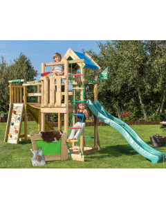 Jungle Viking | Spielturm aus Holz mit Rutsche & Wackelbrücke
