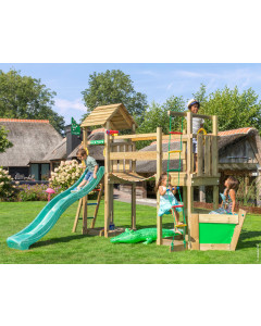 Jungle Voyager | Spielturm aus Holz mit Rutsche & Wackelbrücke