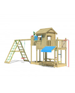 Jungle Clubhouse | Spielturm aus Holz mit Schaukel & Kletternetz