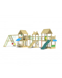 Jungle Gazebo XXL | Spielturm aus Holz mit Doppelschaukel