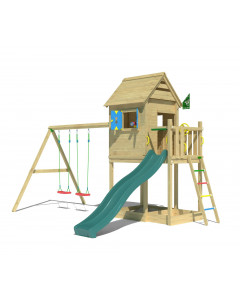 Jungle Hideout | Spielturm aus Holz mit Doppelschaukel