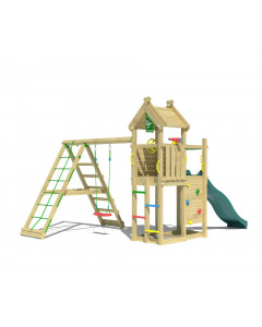 Jungle Quest | Spielturm aus Holz mit Schaukel & Kletternetz