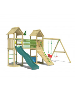 Jungle Darwin | Spielturm aus Holz mit Doppelschaukel