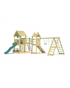 Jungle Pavillon | Spielturm aus Holz mit Schaukeln & Kletternetz
