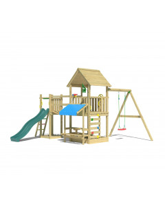 Jungle Bay | Spielturm aus Holz mit Schaukel