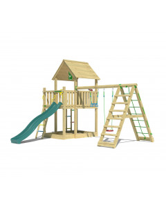 Jungle Majesty | Spielturm aus Holz mit Schaukeln & Kletternetz